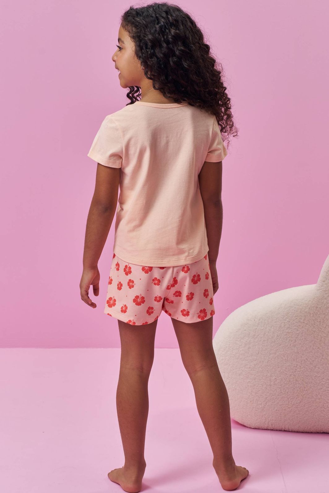 Conjunto de pijama de blusa em meia malha e shorts em malha fresh 94276 Kukiê Infantil Menina Conjunto de pijama de blusa em meia malha e shorts em malha fresh 94276 Kukiê Infantil Menina