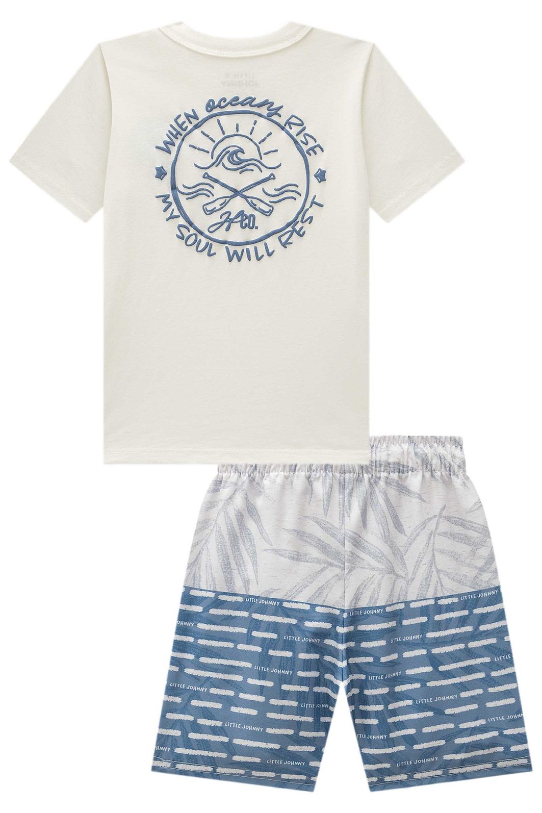 Conjunto de camiseta em meia malha e bermuda em nylon ergonomic com elastano 99563 Johnny Fox Teen Menino Conjunto de camiseta em meia malha e bermuda em nylon ergonomic com elastano 99563 Johnny Fox Teen Menino