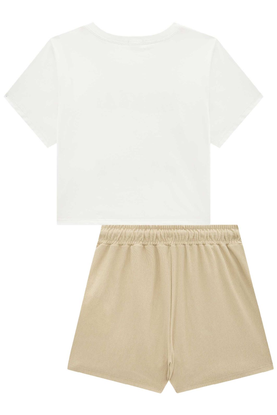 Conjunto de blusa em meia malha e short saia em cotton jeans 95965 Vic Teen Menina Conjunto de blusa em meia malha e short saia em cotton jeans 95965 Vic Teen Menina