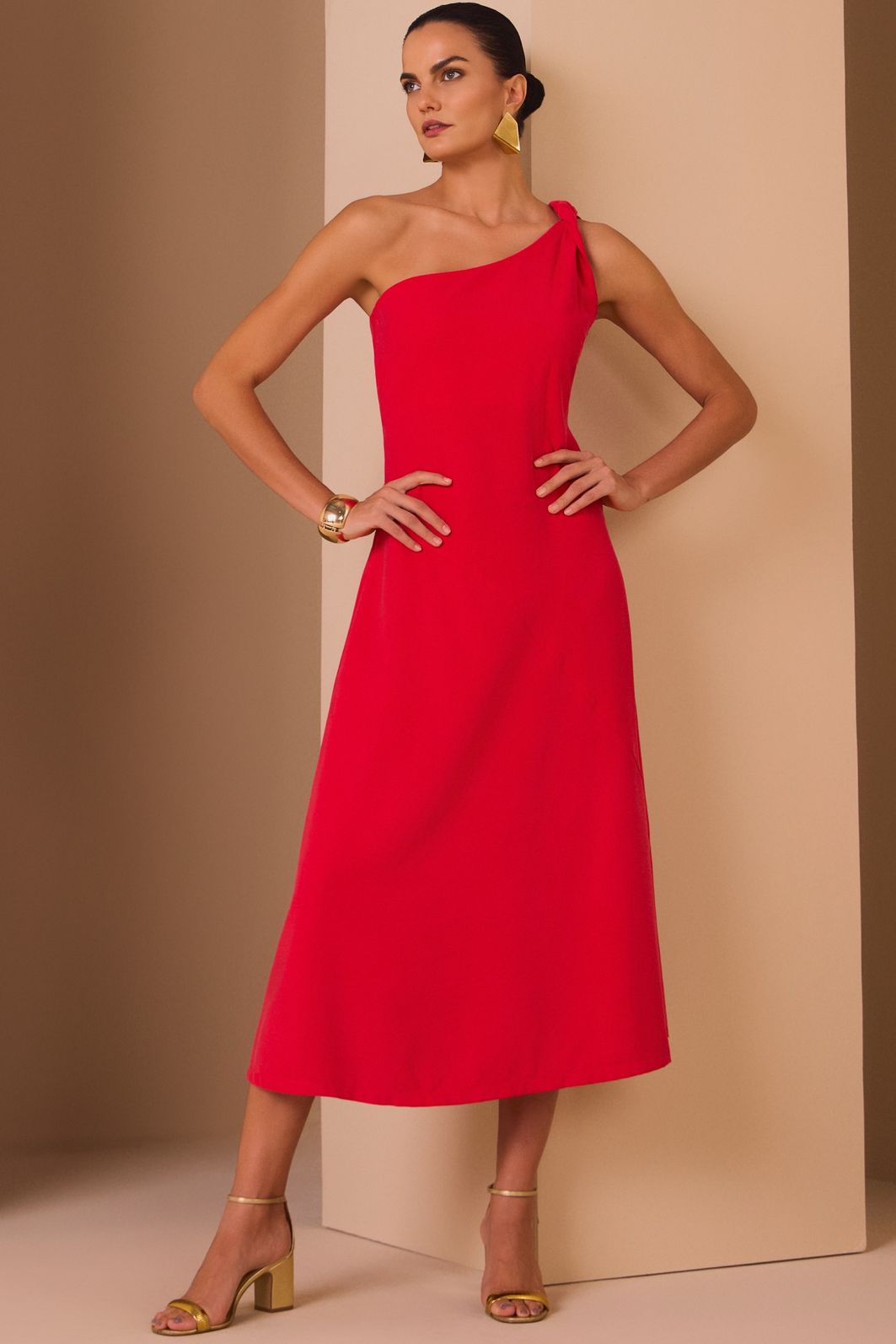 Vestido midi em tecido alfaiataria peach touch 97887 Linzzi Vestido midi em tecido alfaiataria peach touch 97887 Linzzi