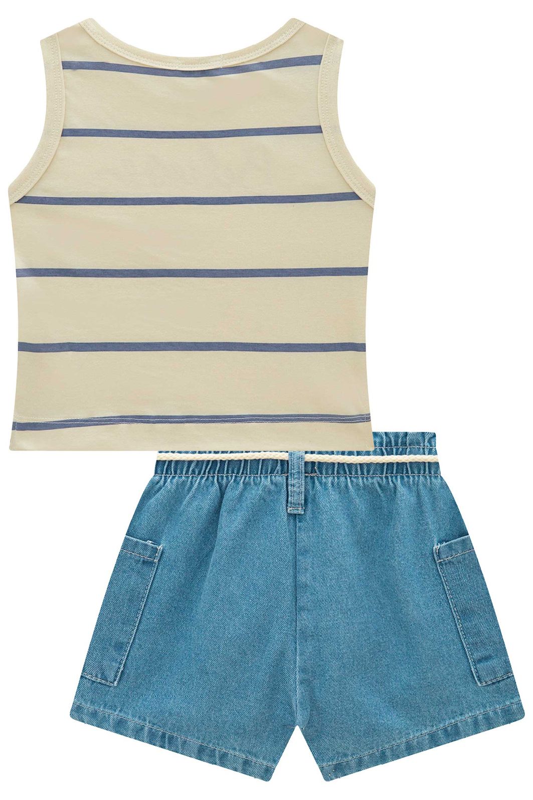 Conjunto de regata em meia malha e shorts em jeans wishita 98892 Infanti Infantil Menina Conjunto de regata em meia malha e shorts em jeans wishita 98892 Infanti Infantil Menina