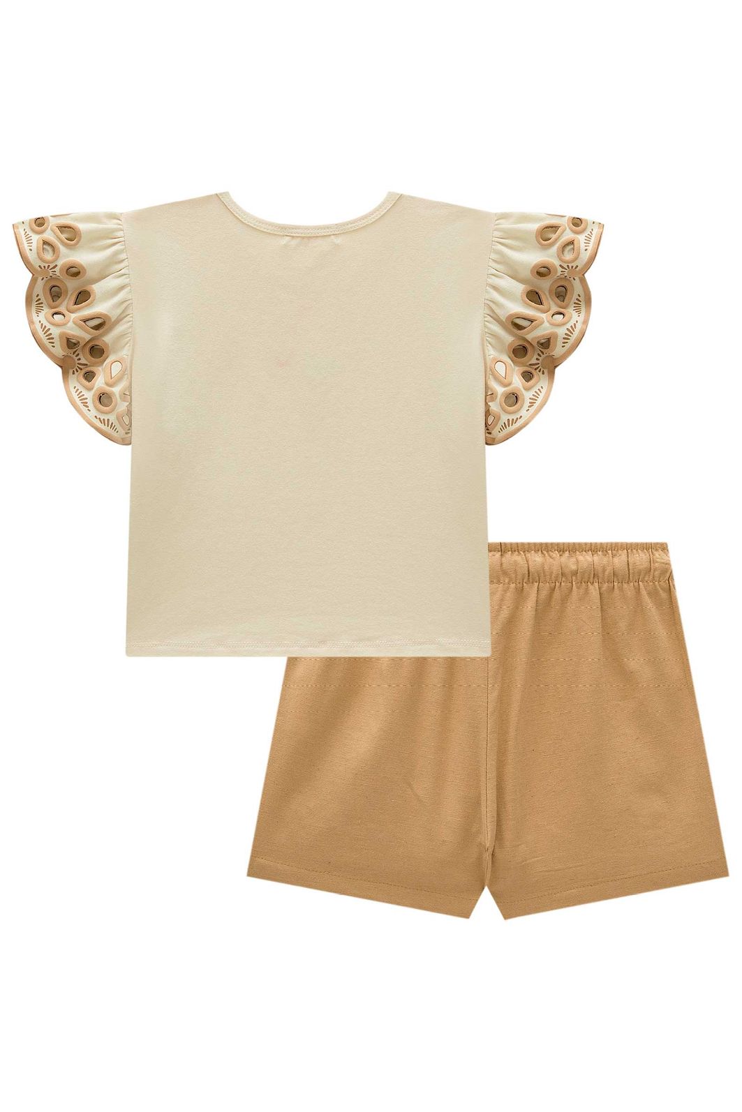 Conjunto de blusa em cotton e shorts em linho santorine com elastano 21727 Infanti Infantil Menina Conjunto de blusa em cotton e shorts em linho santorine com elastano 21727 Infanti Infantil Menina