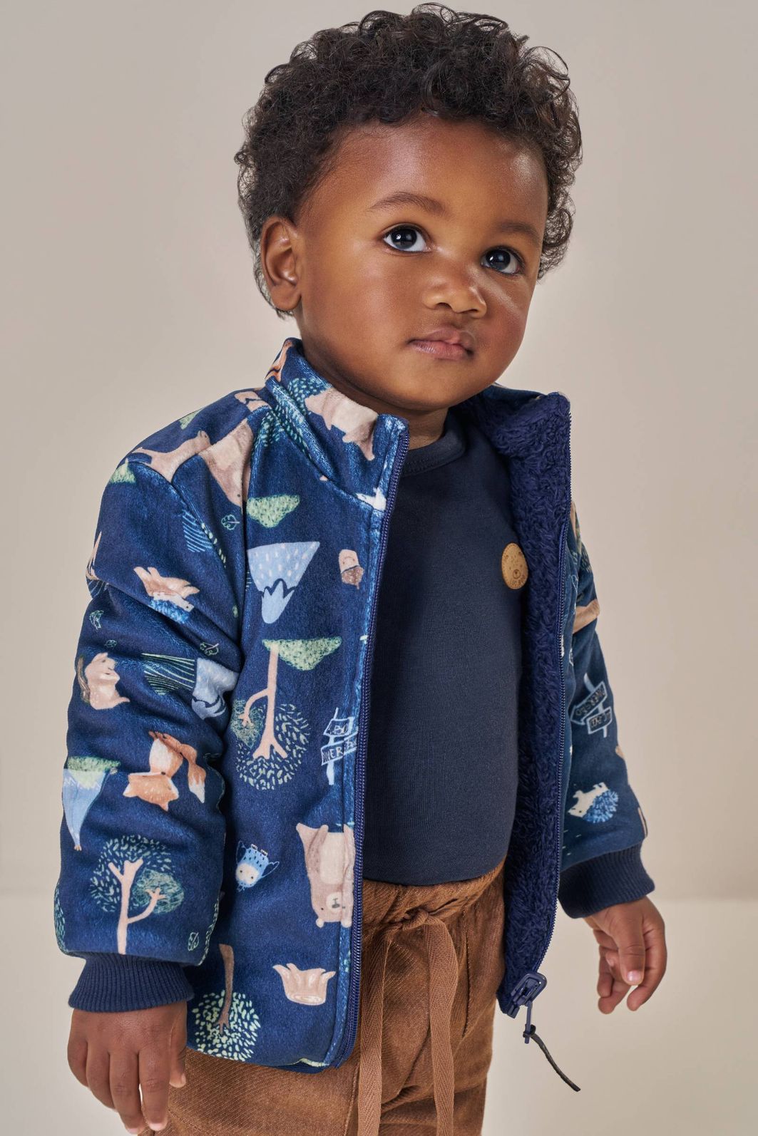Jaqueta reversível em fleece luxo e pelo carneirinho 91733 LucBoo Bebê Menino Jaqueta reversível em fleece luxo e pelo carneirinho 91733 LucBoo Bebê Menino