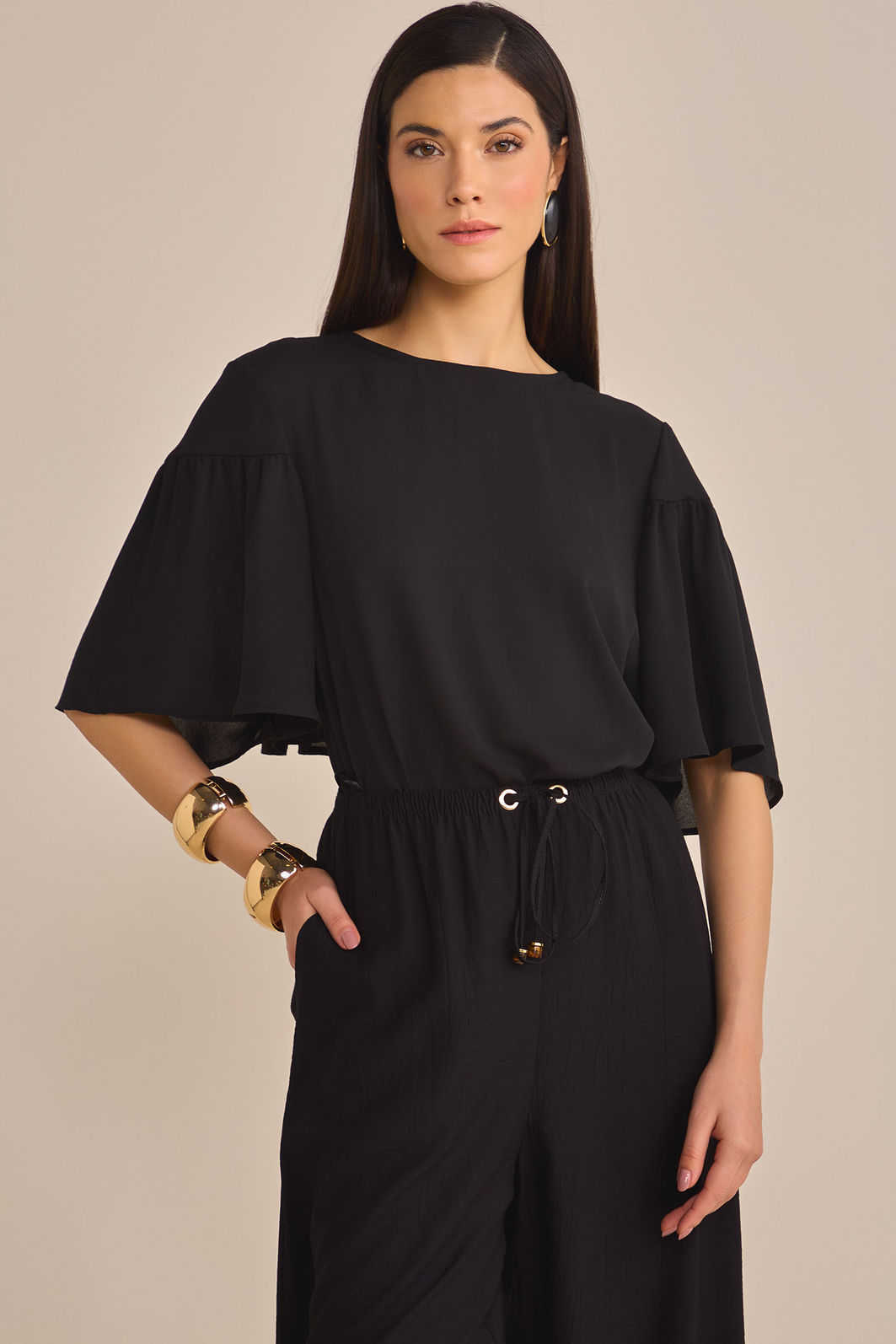 Blusa em chiffon creponado 90976 Linzzi Blusa em chiffon creponado 90976 Linzzi