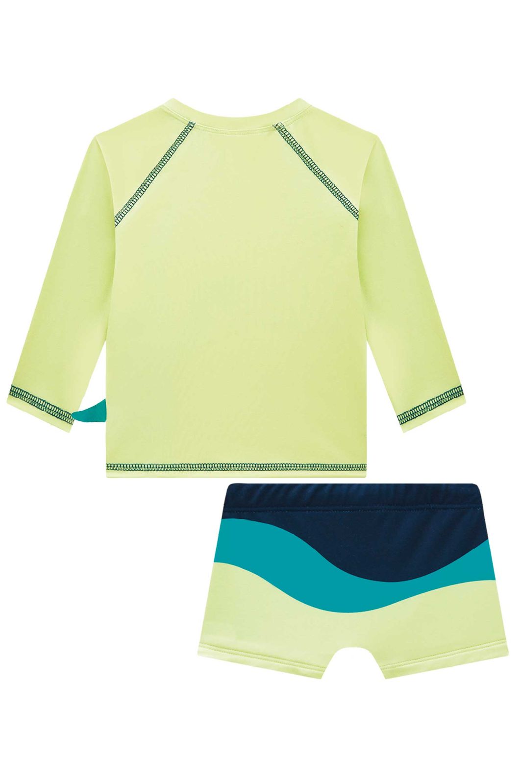 Conjunto de camiseta e sunga em malha UV dry com proteção UV50+ 96063 LucBoo Bebê Menino Conjunto de camiseta e sunga em malha UV dry com proteção UV50+ 96063 LucBoo Bebê Menino