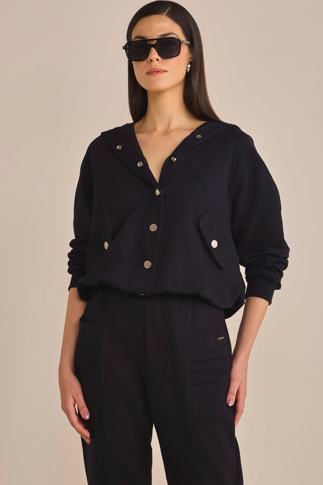 Jaqueta oversized em moletom sem pelúcia 92237 Linzzi