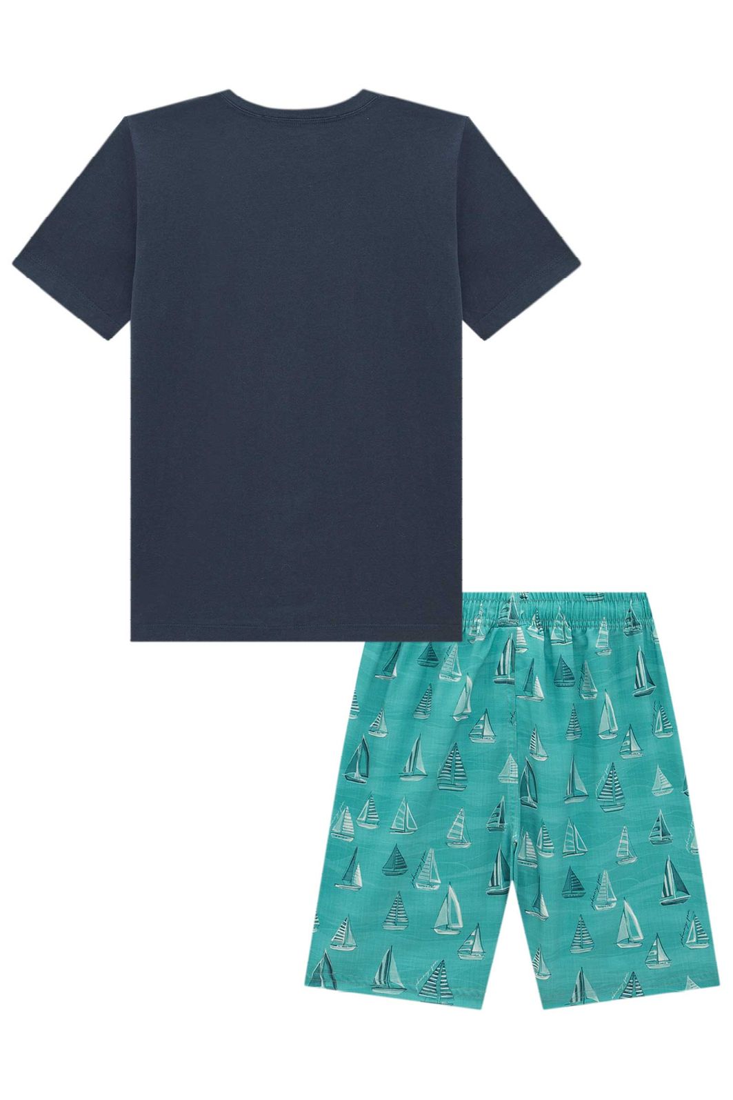 Conjunto de camiseta em meia malha e bermuda em nylon ergonomic com elastano 96703 Johnny Fox Teen Menino Conjunto de camiseta em meia malha e bermuda em nylon ergonomic com elastano 96703 Johnny Fox Teen Menino