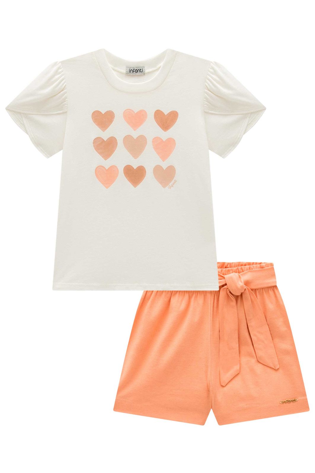 Conjunto de blusa em meia malha e shorts em linho santorine com elastano 98902 Infanti Infantil Menina Conjunto de blusa em meia malha e shorts em linho santorine com elastano 98902 Infanti Infantil Menina
