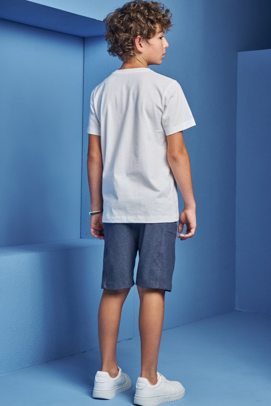 Conjunto de camiseta em meia malha e bermuda en cotton jeans com elastano 98693 Johnny Fox Teen Menino Conjunto de camiseta em meia malha e bermuda en cotton jeans com elastano 98693 Johnny Fox Teen Menino