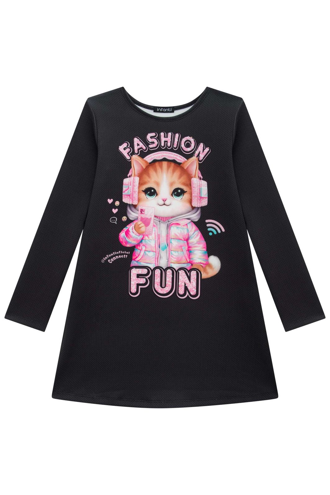 Vestido em fly tech 89211 Infanti Infantil Menina Vestido em fly tech 89211 Infanti Infantil Menina