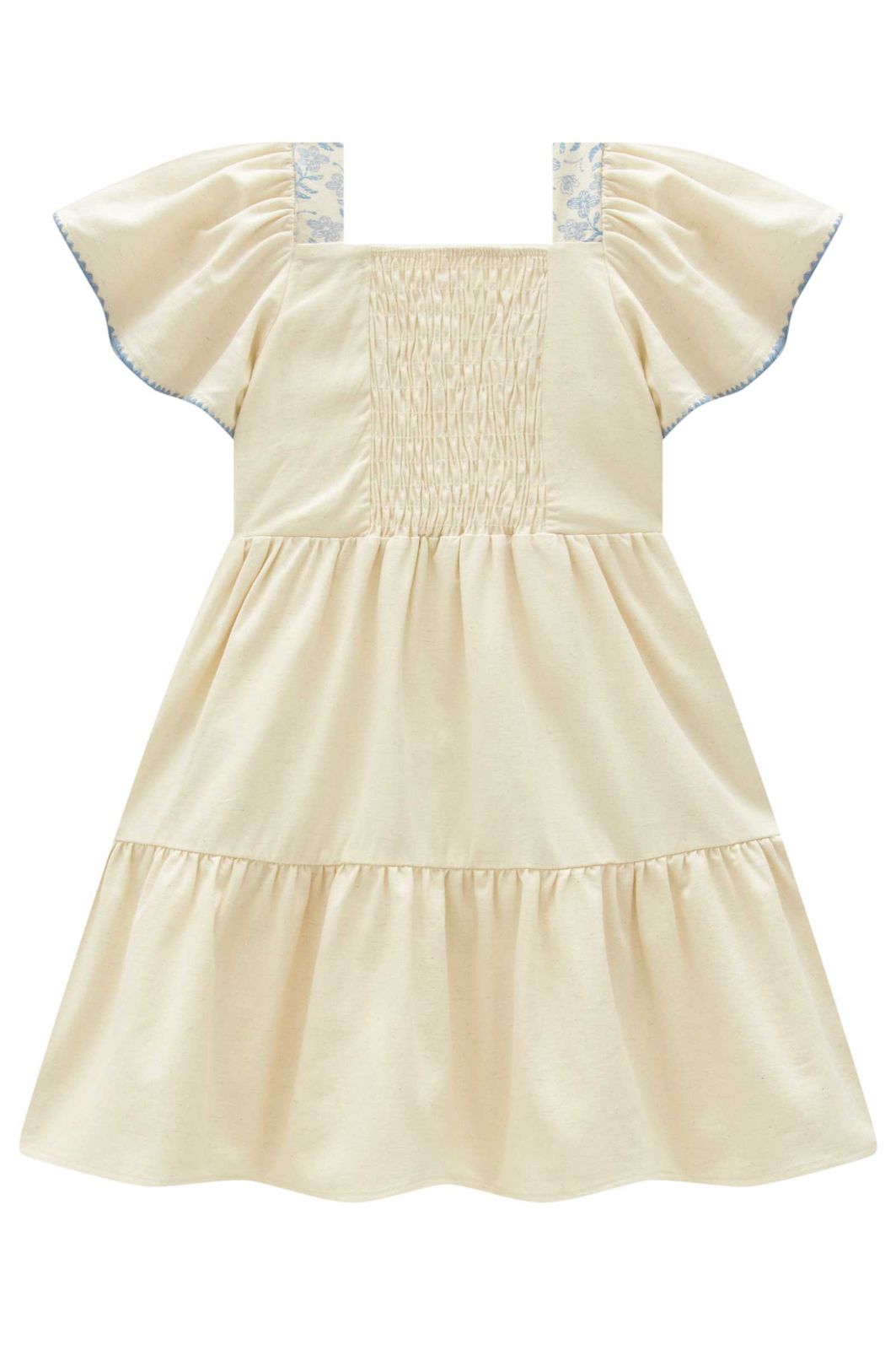 Vestido em linho santorini com elastano 99685 Kukiê Infantil Menina Vestido em linho santorini com elastano 99685 Kukiê Infantil Menina