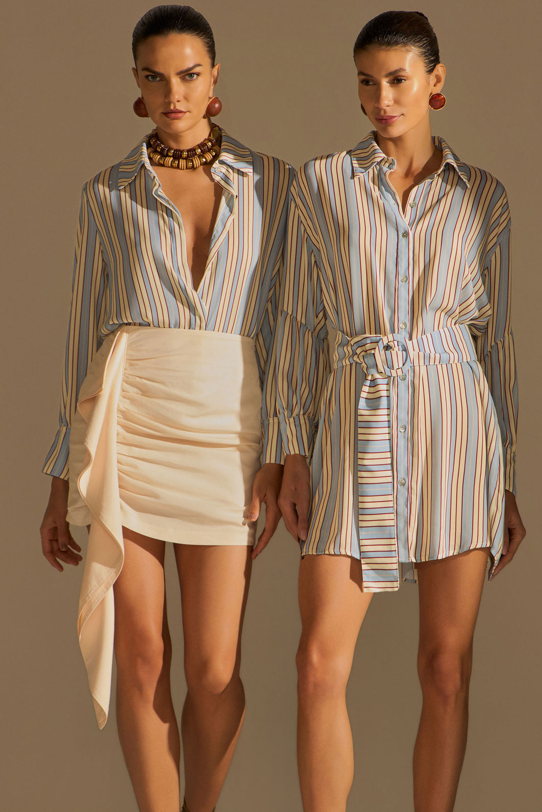 Camisa listrada em chiffon 96824 Linzzi Camisa listrada em chiffon 96824 Linzzi