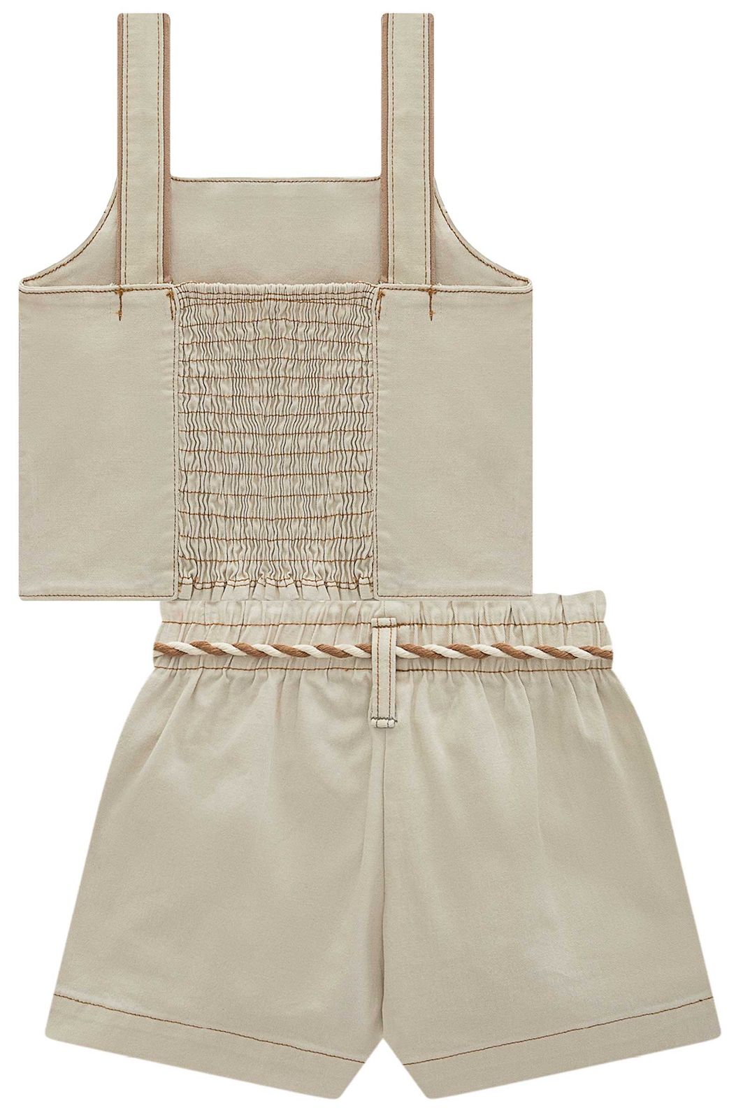 Conjunto de blusa e shorts em sarja com elastano 98067 Kukiê Infantil Menina