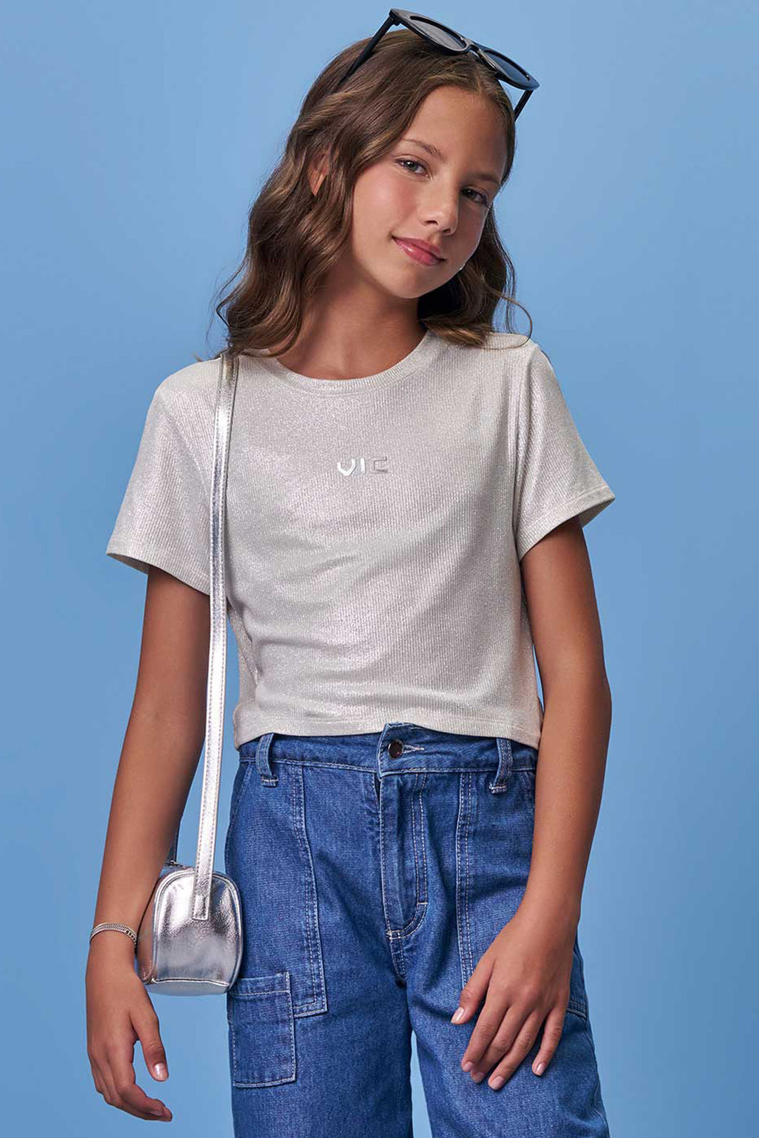 Blusa em malha foil 98491 Vic Teen Menina Blusa em malha foil 98491 Vic Teen Menina