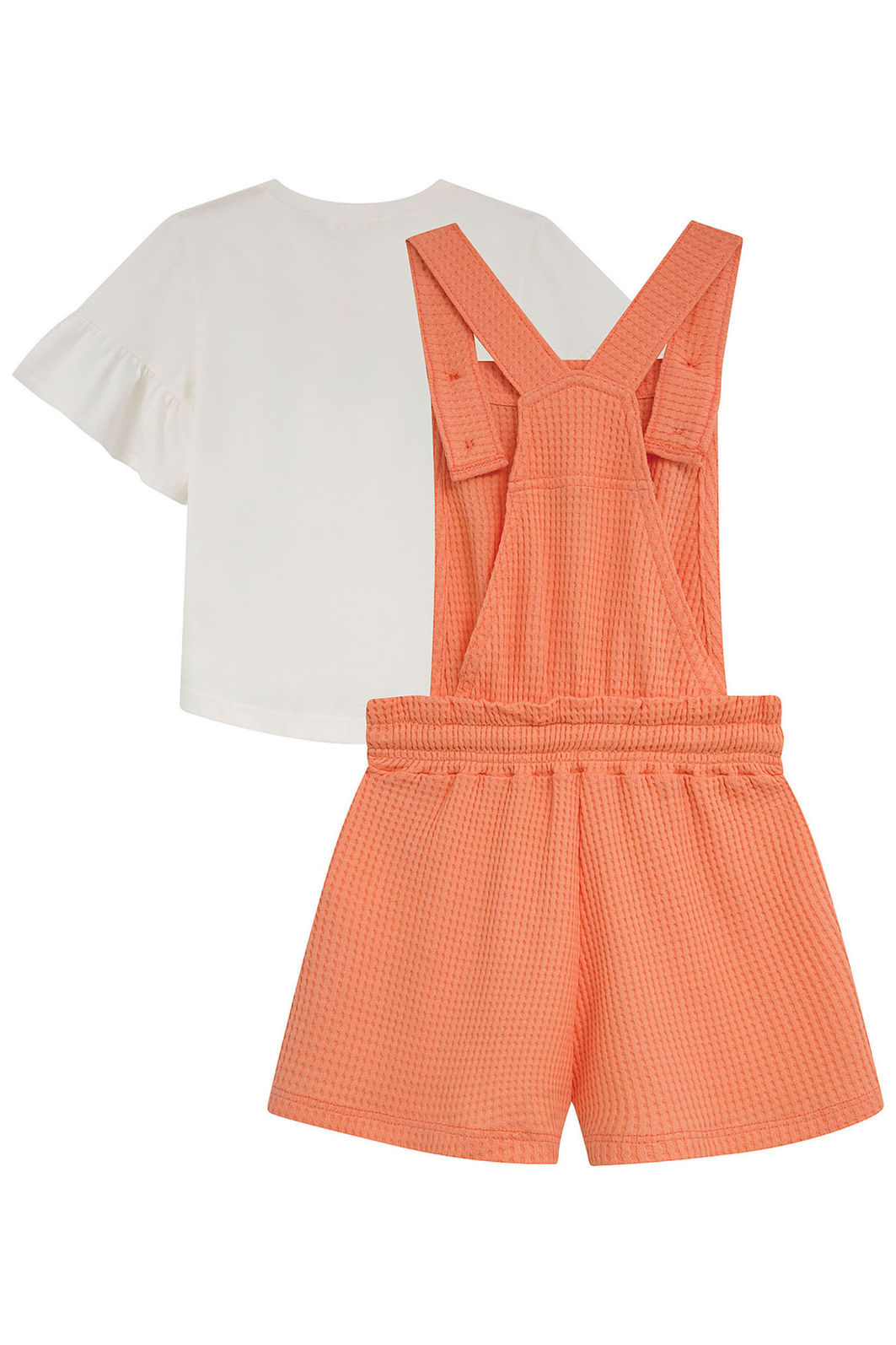 Conjunto de blusa em meia malha e jardineira em malha big waffle 95010 Kukiê Infantil Menina Conjunto de blusa em meia malha e jardineira em malha big waffle 95010 Kukiê Infantil Menina