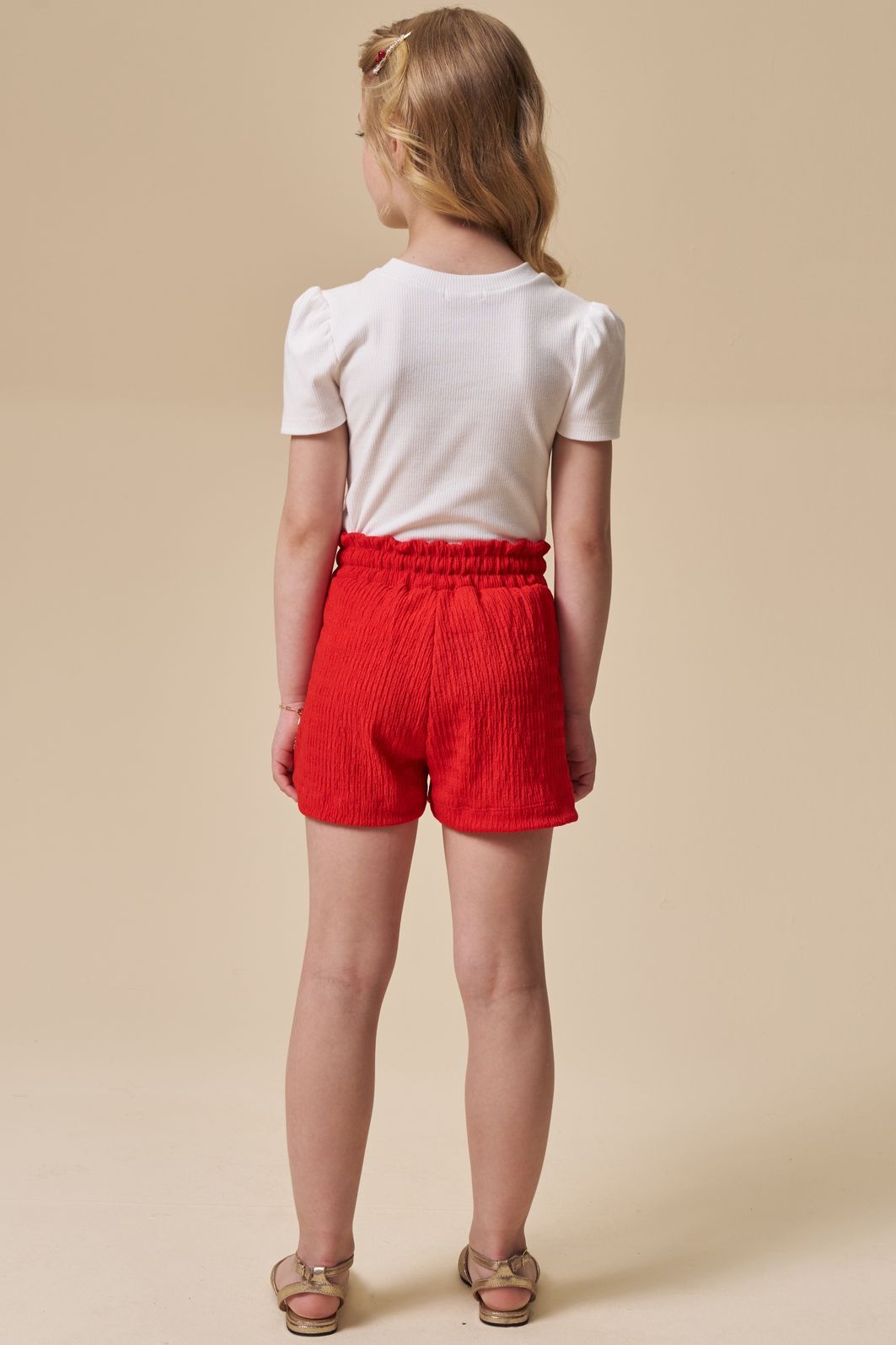 Conjunto de blusa em canelado liz e shorts em malha enrugada 96657 Infanti Infantil Menina Conjunto de blusa em canelado liz e shorts em malha enrugada 96657 Infanti Infantil Menina