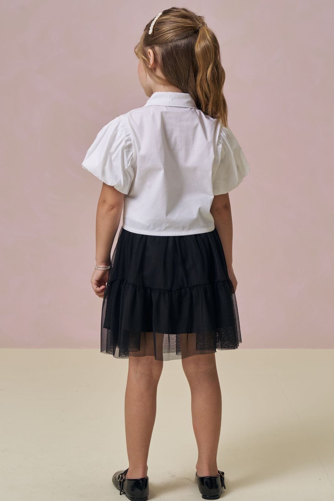 Conjunto de camisa em tricoline com elastano e saia em tule. Com shorts embutido 97193 Infanti Infantil Menina Conjunto de camisa em tricoline com elastano e saia em tule. Com shorts embutido 97193 Infanti Infantil Menina