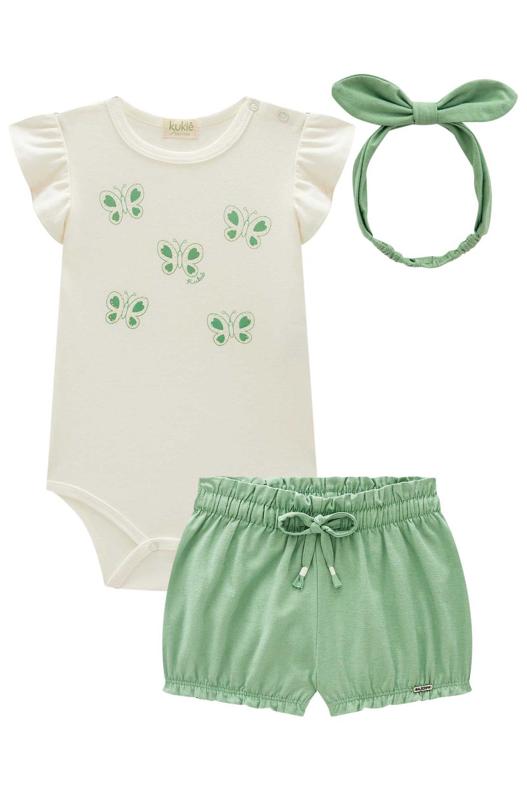 Conjunto de body em suedine e shorts em linho santorini com elastano (Acompanha faixa) 99686 Kukiê Bebê Menina Conjunto de body em suedine e shorts em linho santorini com elastano (Acompanha faixa) 99686 Kukiê Bebê Menina