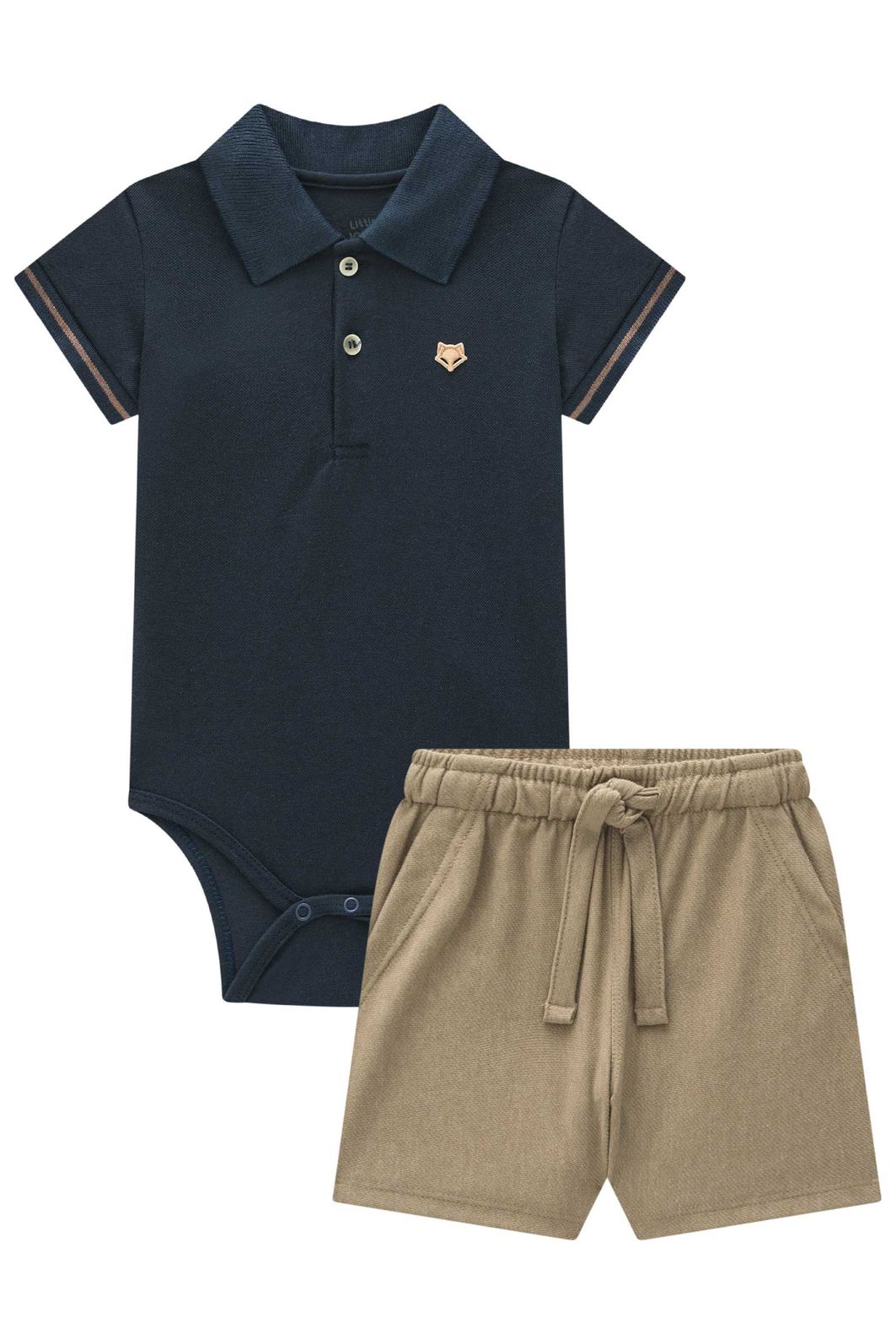 Conjunto de body polo em piquet com elastano e bermuda em cotton jeans com elastano 99412 Johnny Fox Bebê Menino Conjunto de body polo em piquet com elastano e bermuda em cotton jeans com elastano 99412 Johnny Fox Bebê Menino