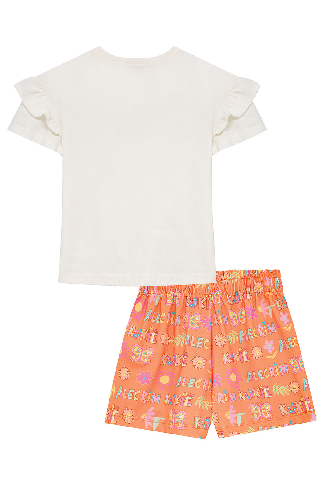Conjunto de blusa em meia malha e shorts em molecotton 95122 Kukiê Infantil Menina Conjunto de blusa em meia malha e shorts em molecotton 95122 Kukiê Infantil Menina