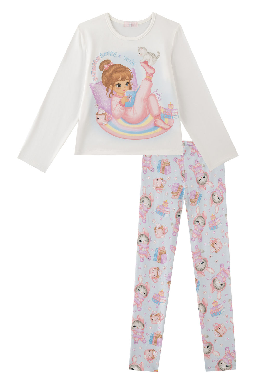 Conjunto de pijama de blusa e calça em malha comfy 89279 Kukiê Infantil Menina Conjunto de pijama de blusa e calça em malha comfy 89279 Kukiê Infantil Menina
