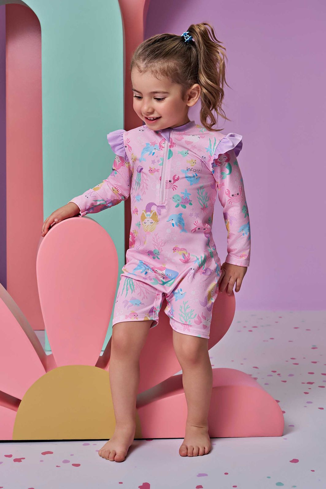 Macacão em malha UV dry com proteção UV 50+ 95665 Infanti Bebê Menina Macacão em malha UV dry com proteção UV 50+ 95665 Infanti Bebê Menina