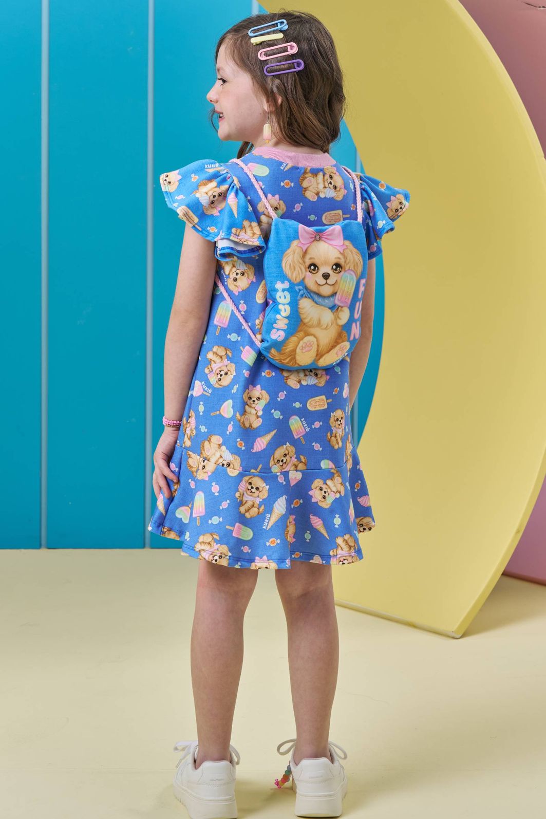 Vestido em molecotton (acompanha mochila) 96694 Kukiê Infantil Menina Vestido em molecotton (acompanha mochila) 96694 Kukiê Infantil Menina