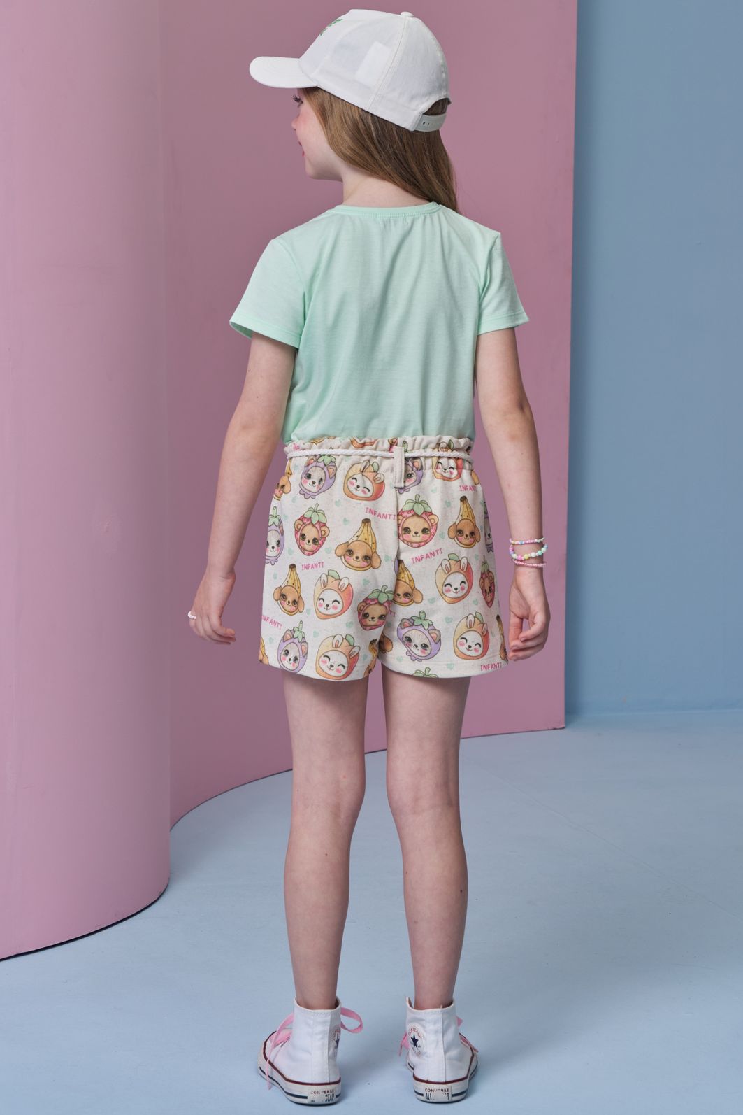 Conjunto de blusa em meia malha e shorts em moletom sem pelúcia 95370 Infanti Infantil Menina Conjunto de blusa em meia malha e shorts em moletom sem pelúcia 95370 Infanti Infantil Menina