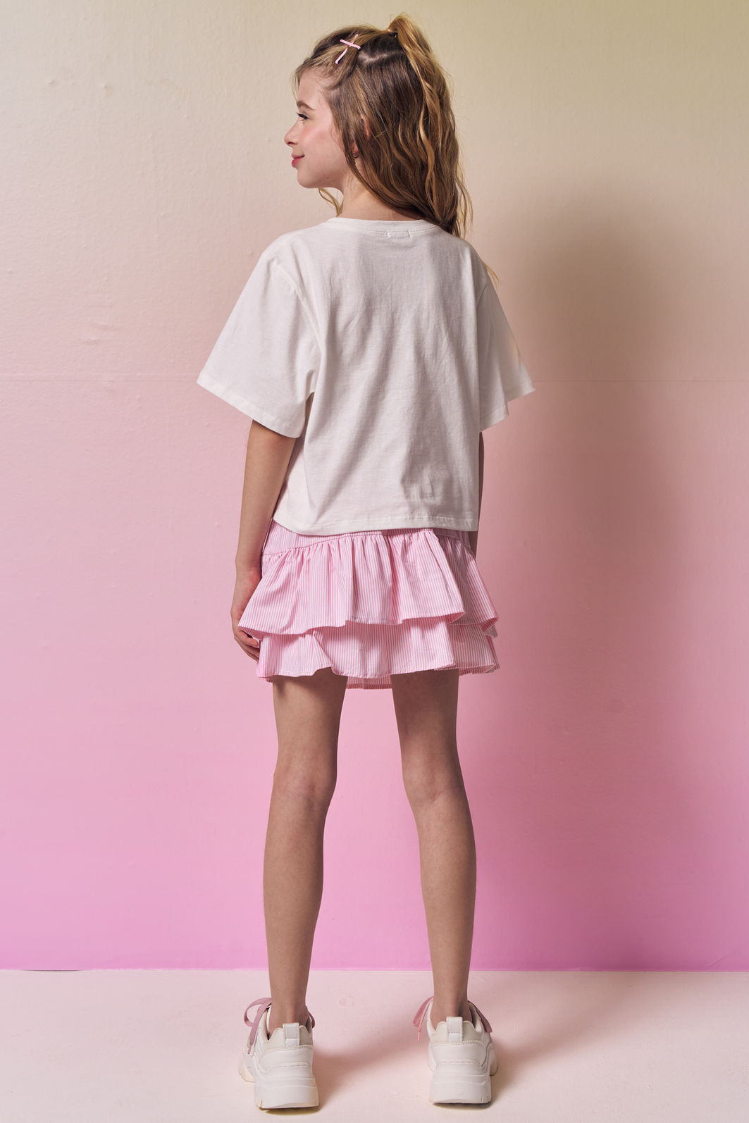 Conjunto de blusa em meia malha, saia em tricoline com elastano e shorts embutido 96868 Vic Teen Menina Conjunto de blusa em meia malha, saia em tricoline com elastano e shorts embutido 96868 Vic Teen Menina