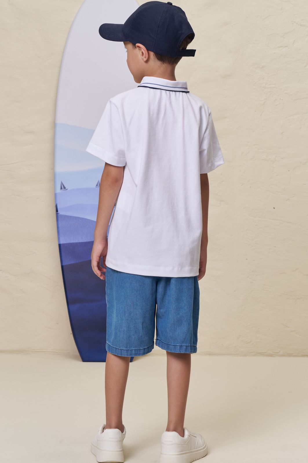 Conjunto de camisa polo em piquet com elastano e bermuda em jeans teca 99326 LucBoo Infantil Menino Conjunto de camisa polo em piquet com elastano e bermuda em jeans teca 99326 LucBoo Infantil Menino