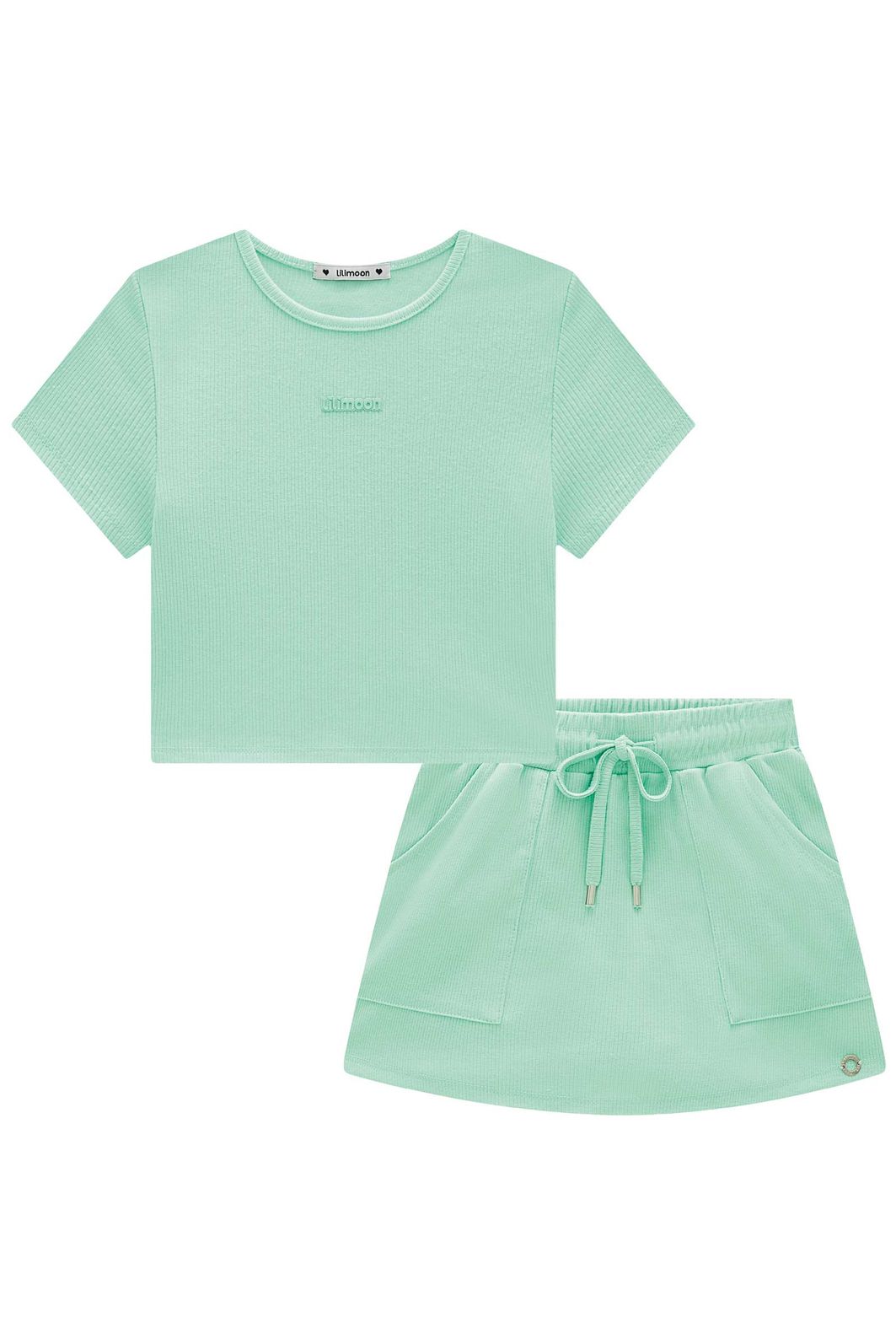 Conjunto de blusa e short saia em canelado liz 98564 Lilimoon Teen Menina