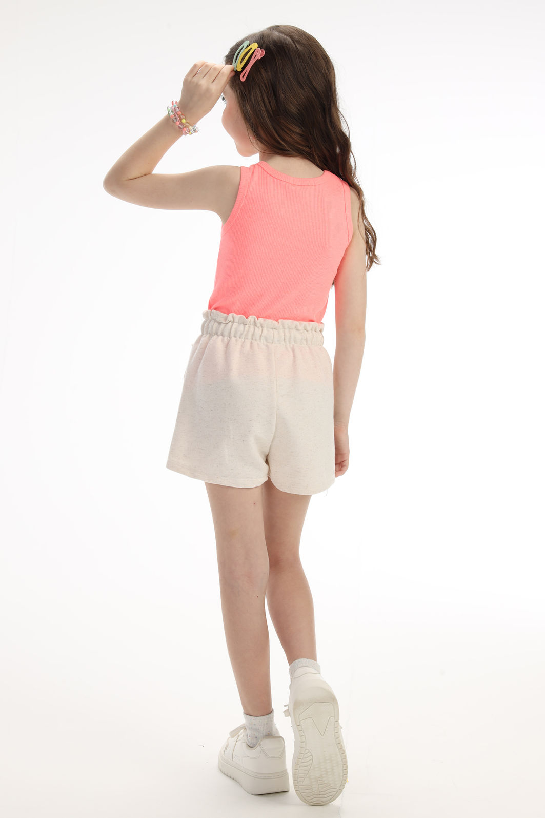 Shorts em moletom sem pelúcia 94714 Kukiê Infantil Menina
