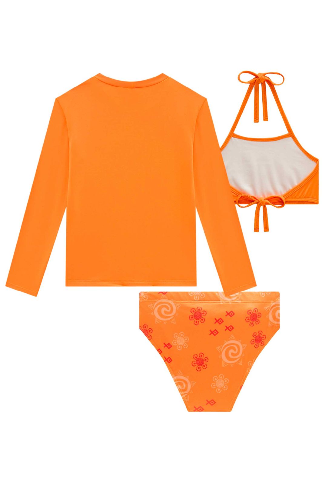 Trio de blusa e biquíni em malha com proteção UV50+ 99542 Kukiê Infantil Menina Trio de blusa e biquíni em malha com proteção UV50+ 99542 Kukiê Infantil Menina