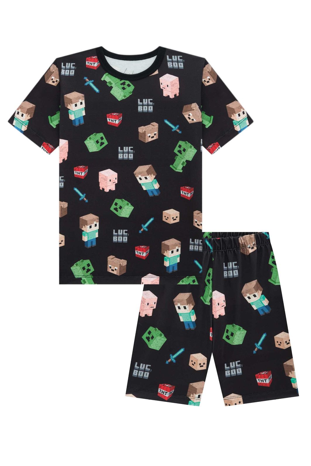 Conjunto de pijama com camiseta e bermuda em malha power 97066 LucBoo Infantil Menino Conjunto de pijama com camiseta e bermuda em malha power 97066 LucBoo Infantil Menino