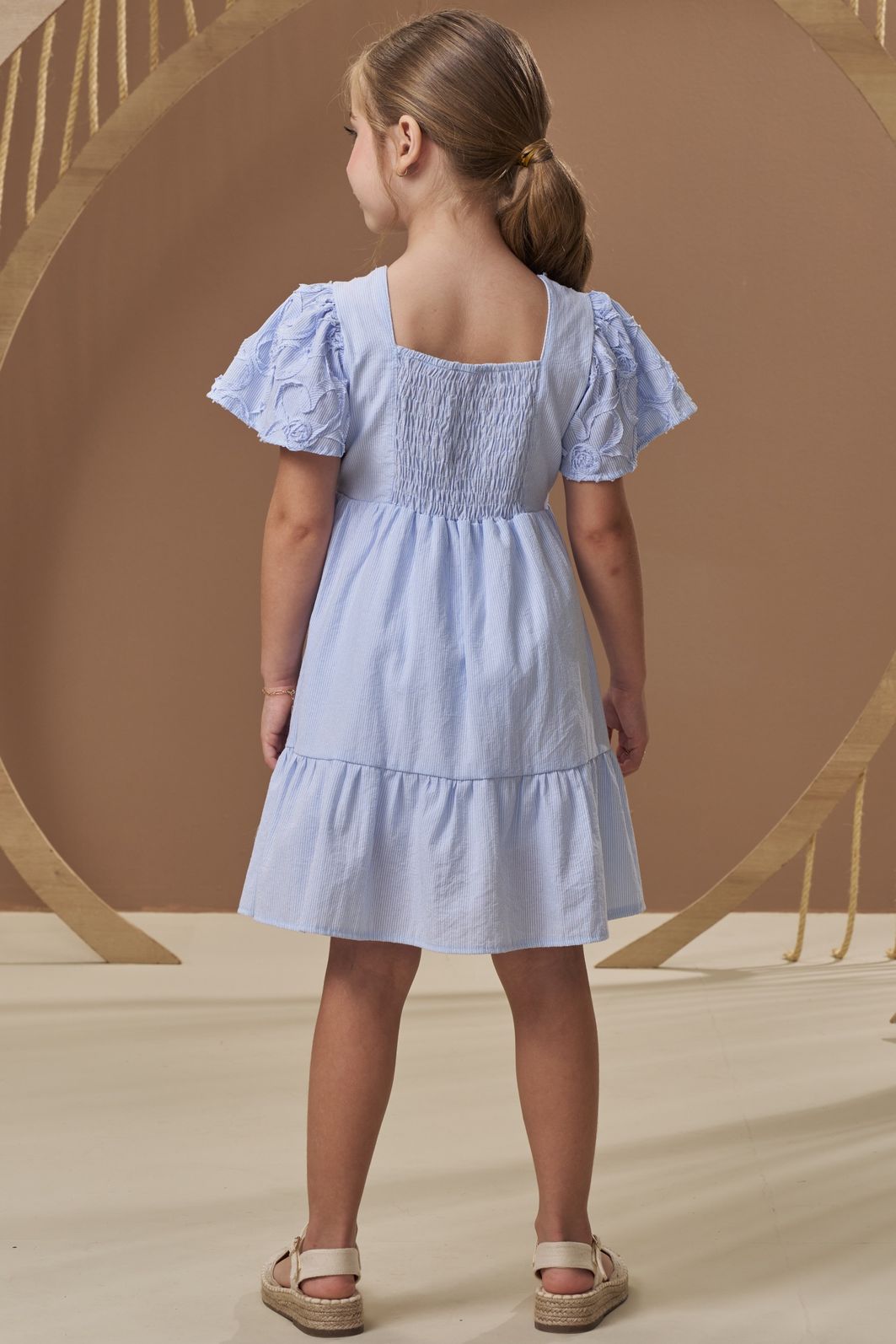 Vestido em tricoline listrado 3D floral 96892 Infanti Infantil Menina Vestido em tricoline listrado 3D floral 96892 Infanti Infantil Menina