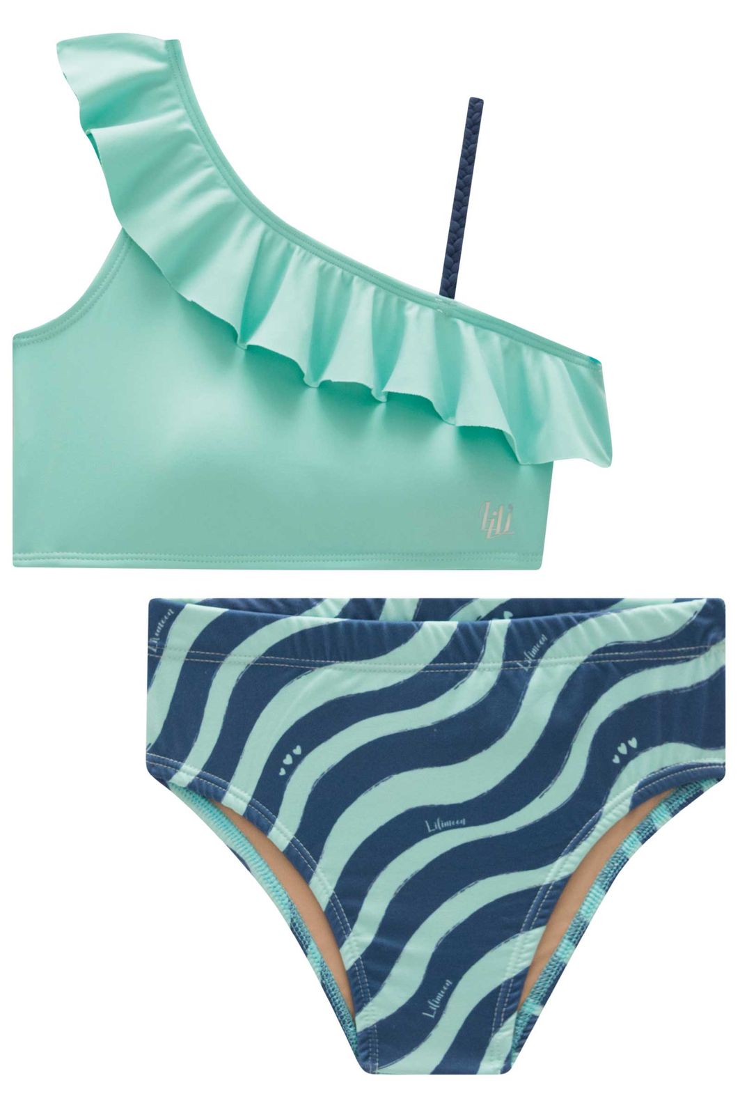 Conjunto de biquíni com top em malha poliamida e calcinha em malha UV dry com proteção 50+ 99472 Lilimoon Teen Menina Conjunto de biquíni com top em malha poliamida e calcinha em malha UV dry com proteção 50+ 99472 Lilimoon Teen Menina