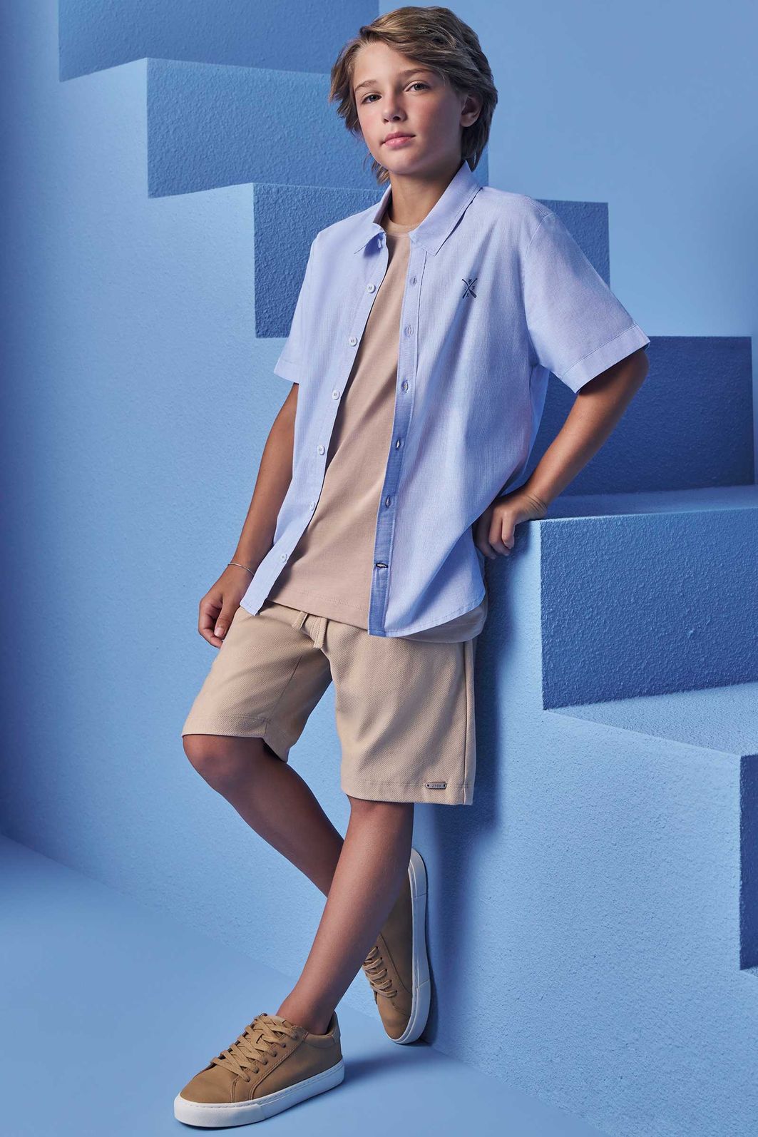 Camisa em tricoline listrada andes 98815 Johnny Fox Teen Menino Camisa em tricoline listrada andes 98815 Johnny Fox Teen Menino