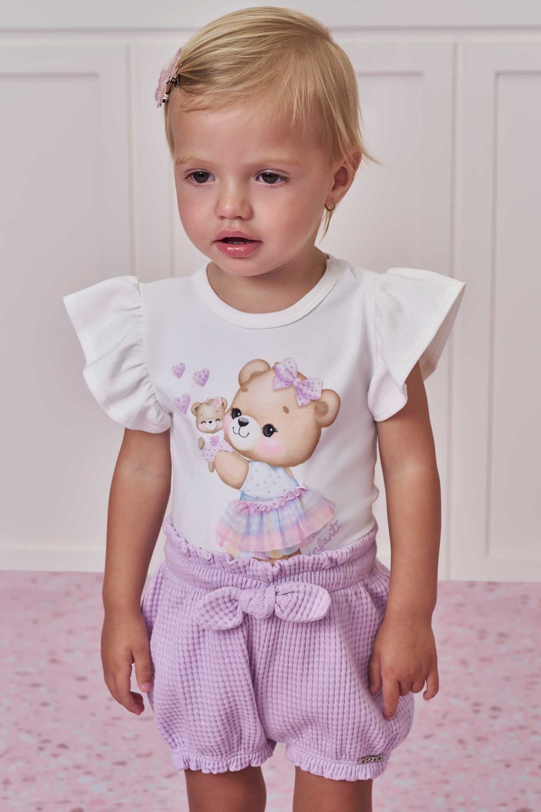 Conjunto de body em cotton com shorts em malha big waffle 99176 Infanti Bebê Menina Conjunto de body em cotton com shorts em malha big waffle 99176 Infanti Bebê Menina