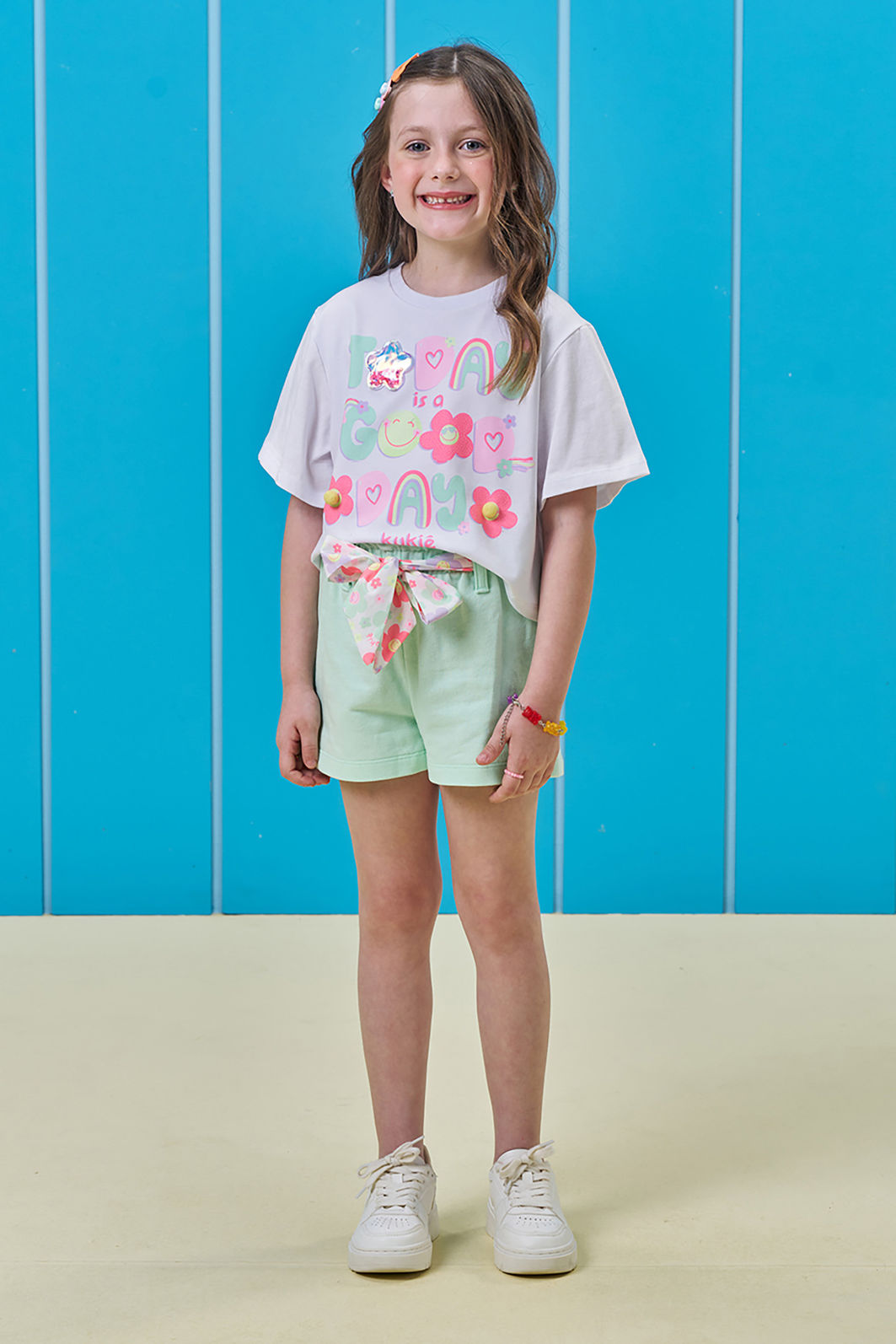 Conjunto de blusa em meia malha e shorts em moletom sem pelúcia 96580 Kukiê Infantil Menina Conjunto de blusa em meia malha e shorts em moletom sem pelúcia 96580 Kukiê Infantil Menina