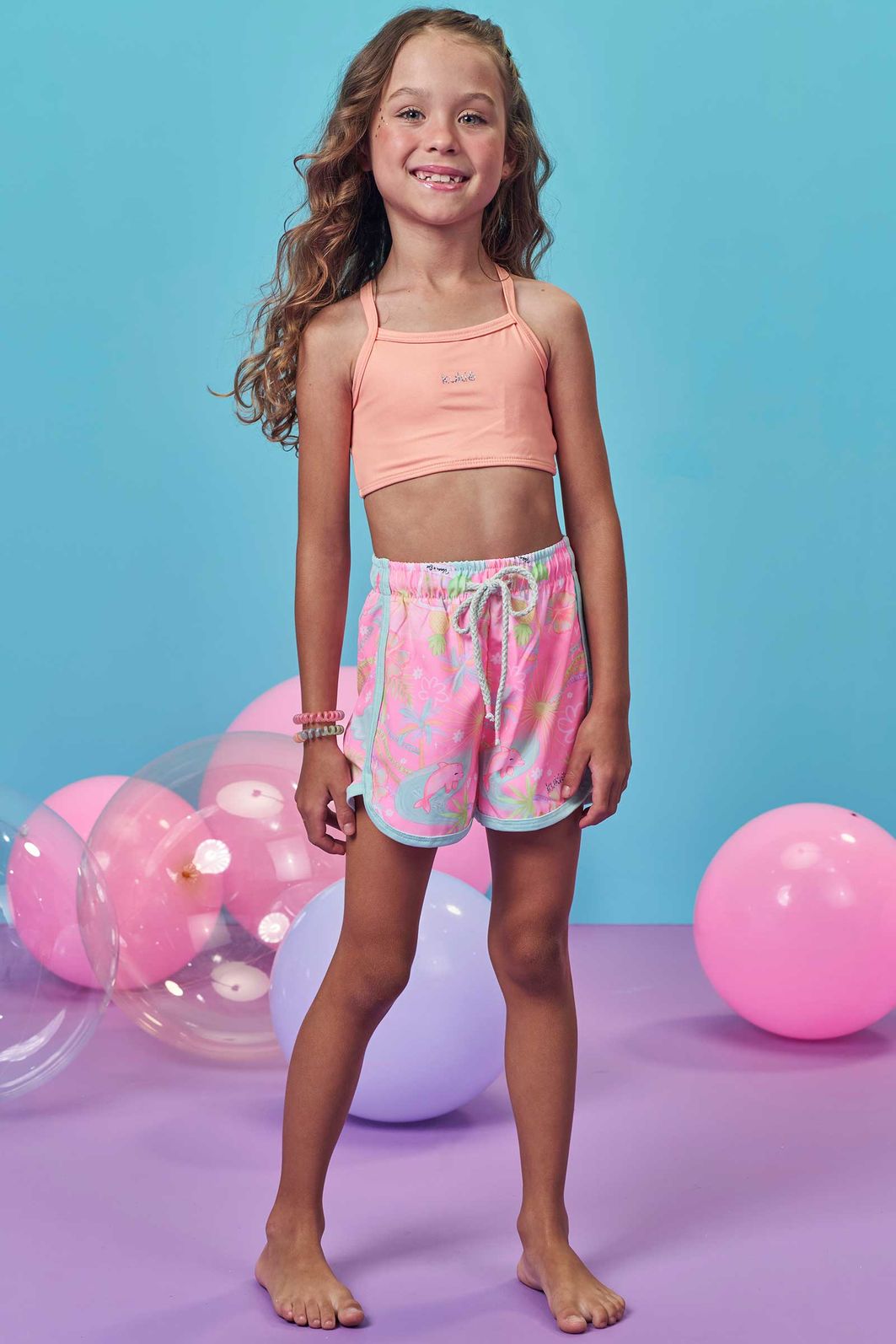 Shorts em nylon com elastano 99110 Kukiê Infantil Menina Shorts em nylon com elastano 99110 Kukiê Infantil Menina