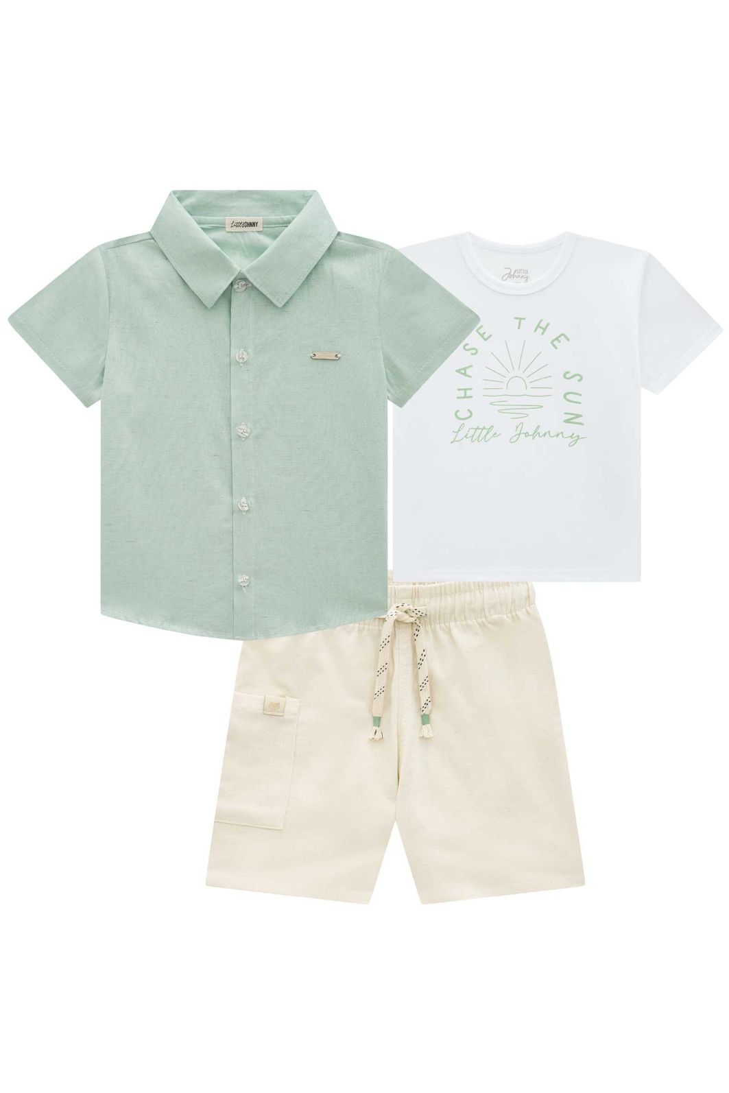 Trio de camisa em linho deluxe camiseta em meia malha e bermuda em linho santorine 95434 Johnny Fox Teen Menino Trio de camisa em linho deluxe camiseta em meia malha e bermuda em linho santorine 95434 Johnny Fox Teen Menino
