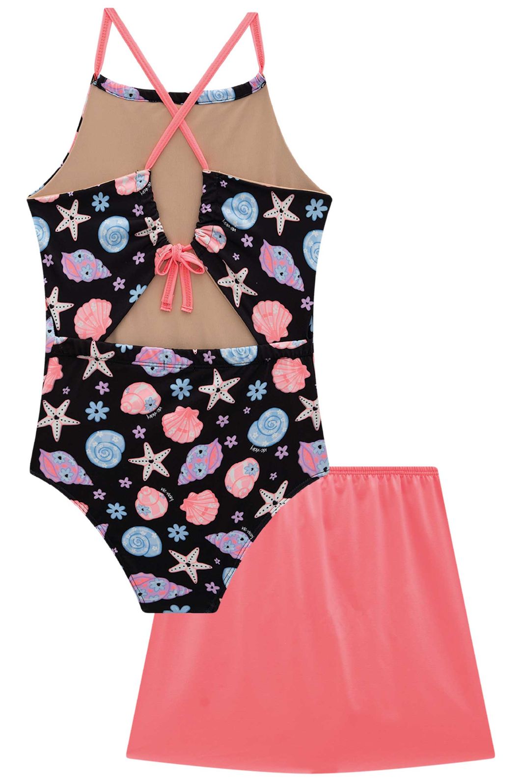 Conjunto de maiô e saída de praia em malha UV50 96685 Vic Teen Menina Conjunto de maiô e saída de praia em malha UV50 96685 Vic Teen Menina