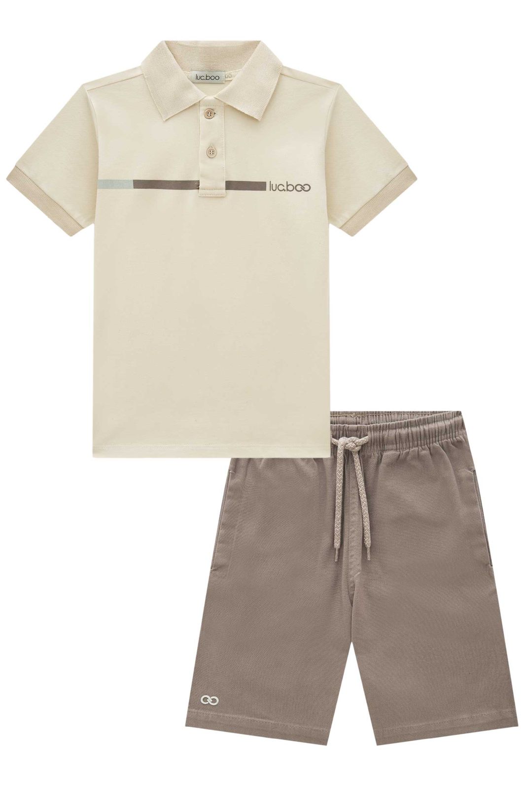 Conjunto de camisa polo em piquet com elastano e bermuda em sarja stretch com elastano 93147 LucBoo Infantil Menino Conjunto de camisa polo em piquet com elastano e bermuda em sarja stretch com elastano 93147 LucBoo Infantil Menino