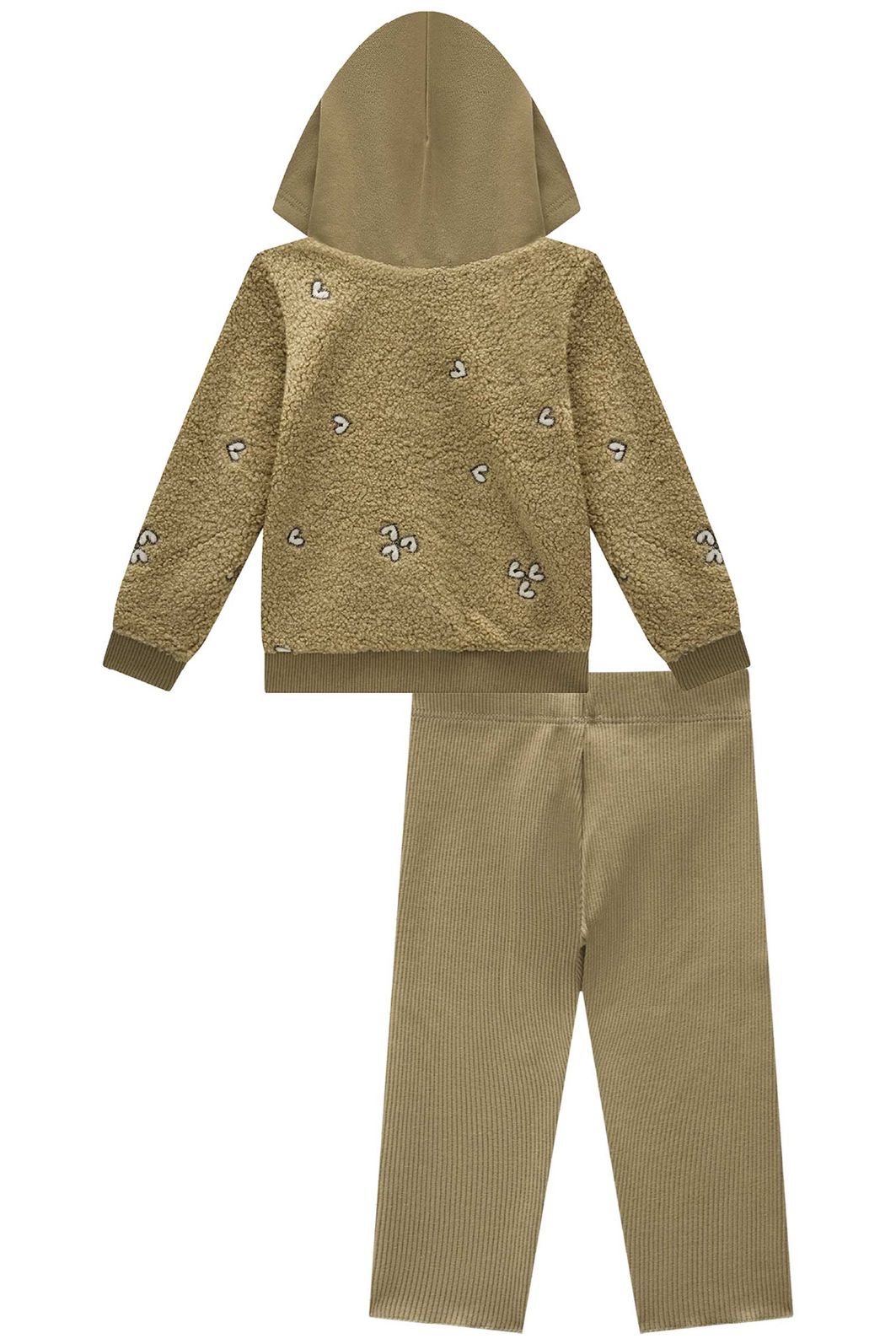 Conjunto jaqueta em pelo carneirinho bordado e calça legging em ribana canelada 91332 Infanti Bebê Menina Conjunto jaqueta em pelo carneirinho bordado e calça legging em ribana canelada 91332 Infanti Bebê Menina