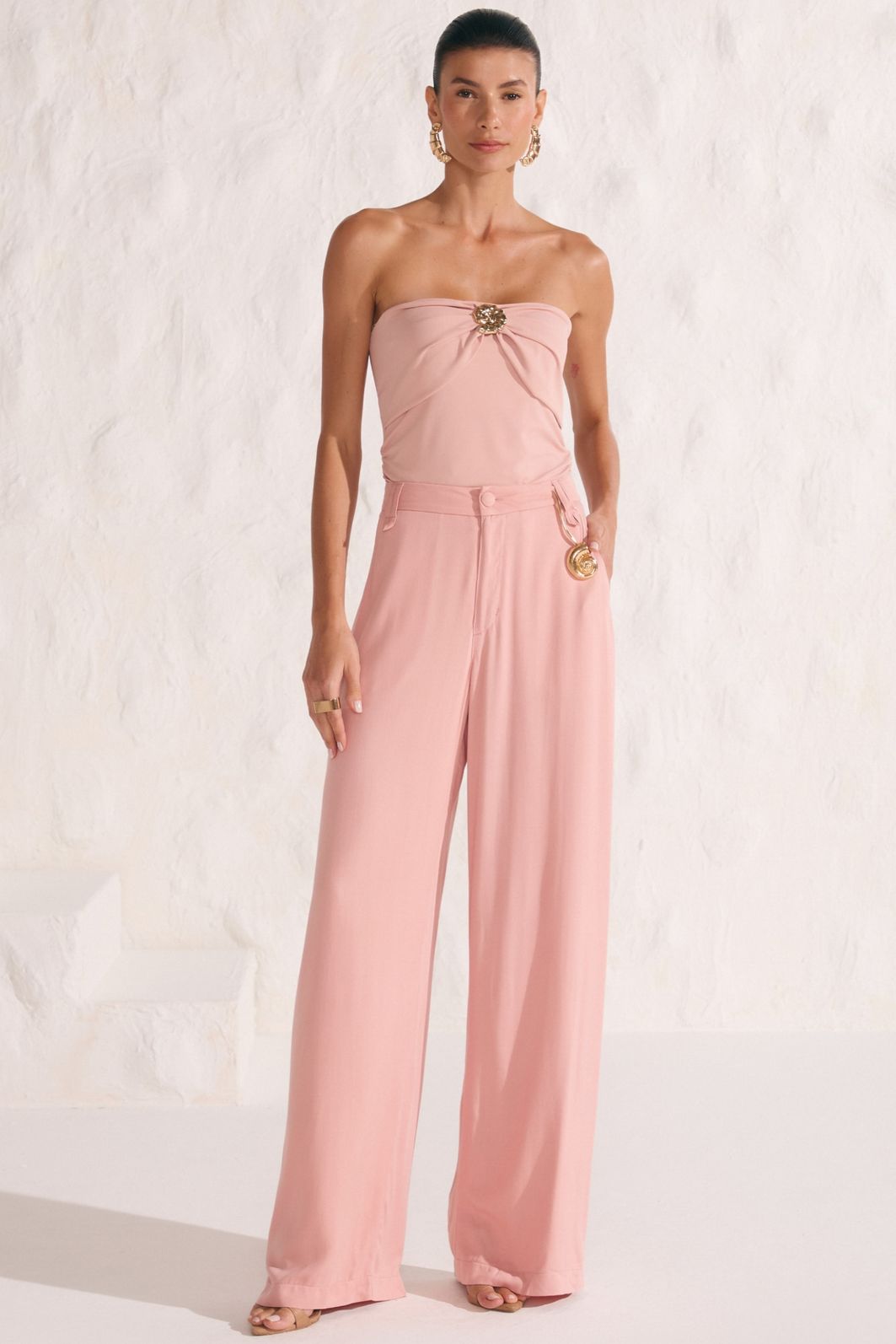 Calça reta em blend de viscose 88314 Linzzi Calça reta em blend de viscose 88314 Linzzi