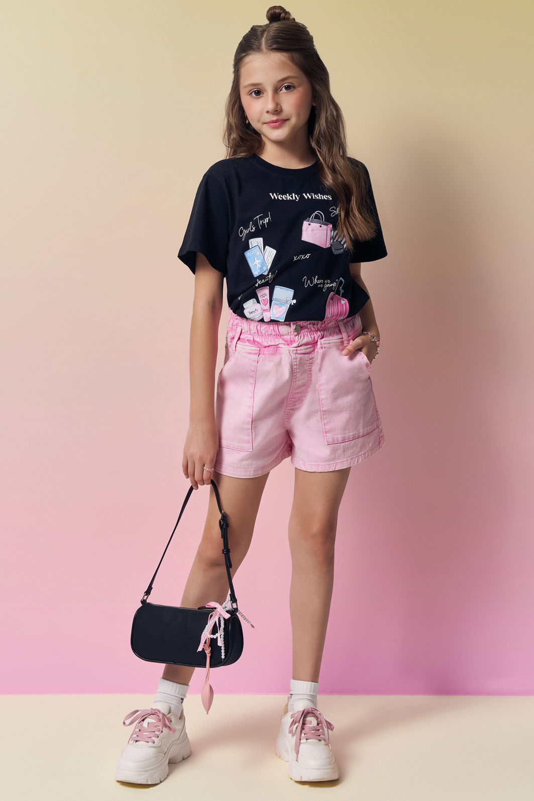 Shorts em sarja com elastano 95071 Vic Teen Menina Shorts em sarja com elastano 95071 Vic Teen Menina