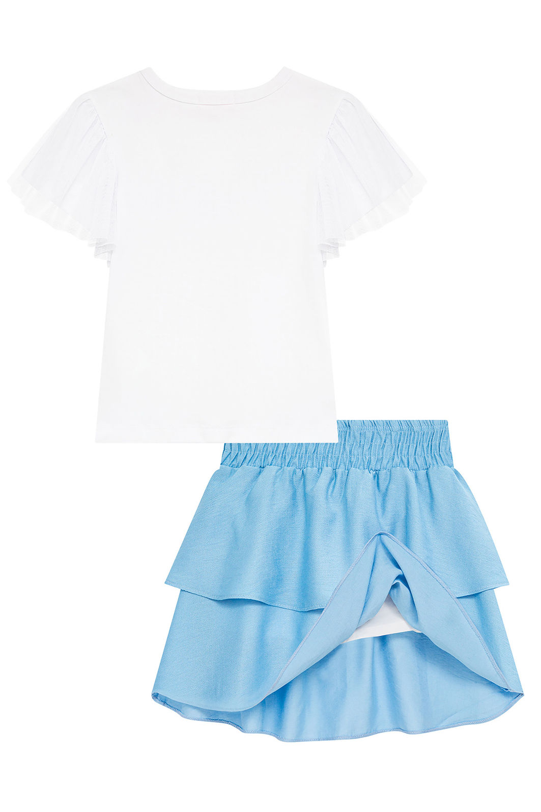 Conjunto de blusa em cotton e saia em viscose (com shorts embutido) 96682 Kukiê Infantil Menina Conjunto de blusa em cotton e saia em viscose (com shorts embutido) 96682 Kukiê Infantil Menina