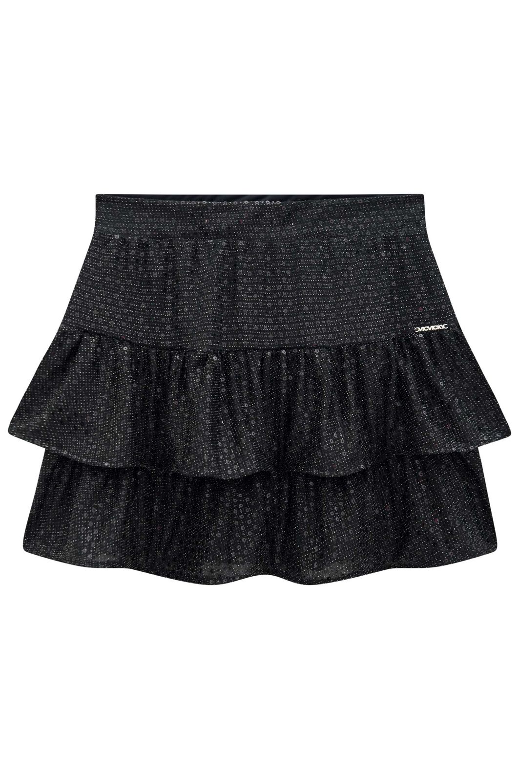 Saia ruffles em malha brilho com shorts embutido 96927 Vic Teen Menina