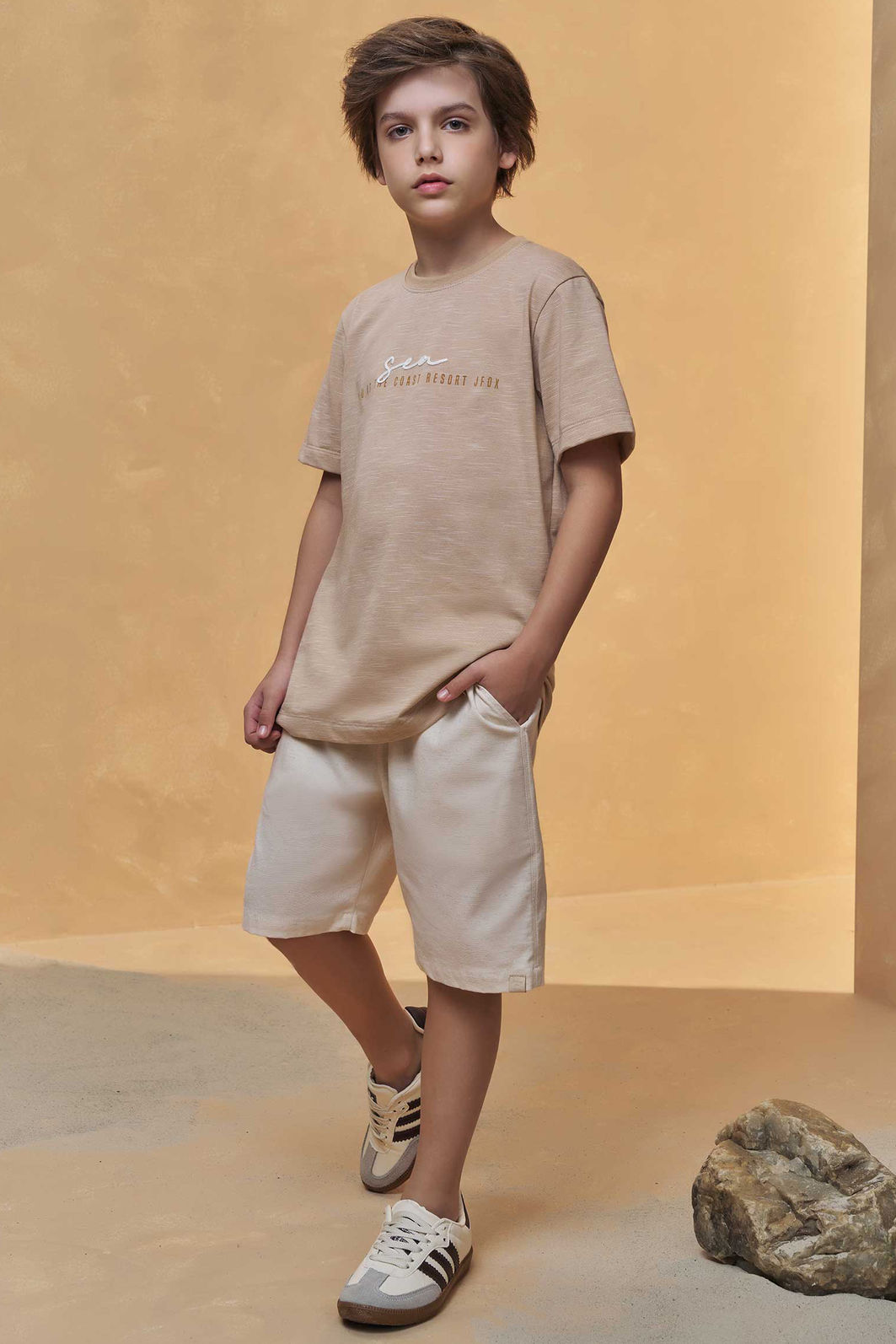 Camiseta em malha mesclada 95688 Johnny Fox Teen Menino Camiseta em malha mesclada 95688 Johnny Fox Teen Menino