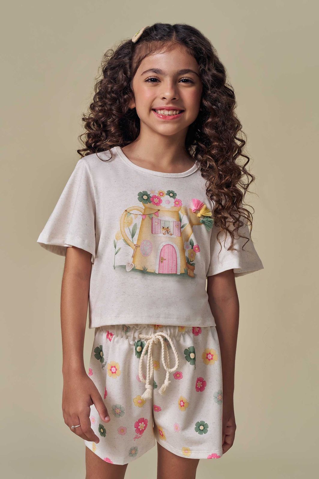 Conjunto de blusa em malha fresh com shorts em molecotton 96953 Infanti Infantil Menina Conjunto de blusa em malha fresh com shorts em molecotton 96953 Infanti Infantil Menina